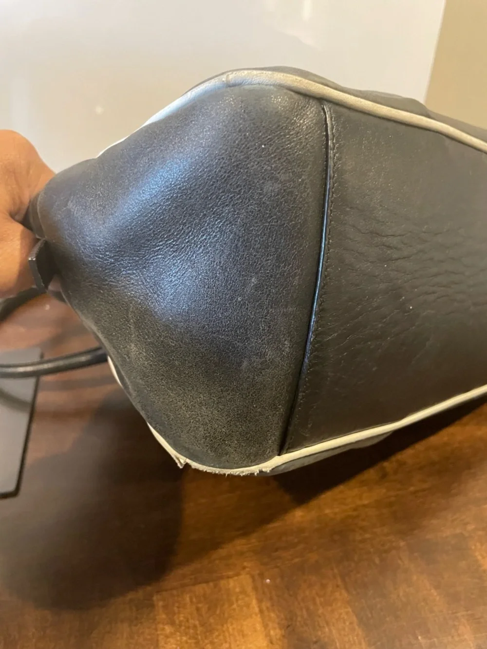 Prada Black Women's Tote Bag with Cream Trim